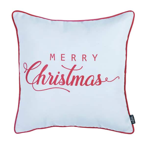 MIKE & Co. NEW YORK Decorative Christmas Truck Single Throw Pillow Cover 18  in. x 18 in. Red and White and Green Square for Couch, Bedding 712-3199-1 -  The Home Depot