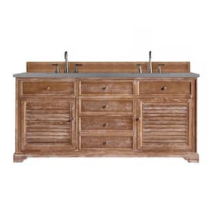 Savannah 72 in. W x 23.5 in.D x 34.3 in. H Double Bath Vanity in Driftwood with Quartz Top in Grey Expo