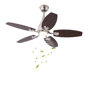 42 in. Indoor Silver and Dark Brown Modern 6-Speed Ceiling Fan with 3-Color Integrated LED, Reversible Motor and Remote