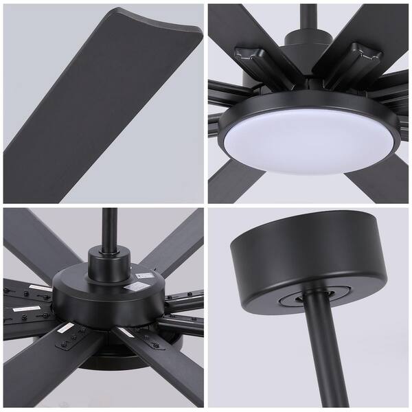 Wellspeed Hushine 72 in. Indoor Black Downrod Standard Ceiling Fan