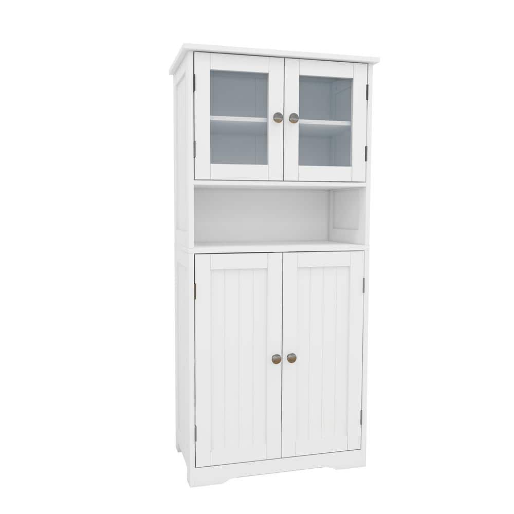 23.62 in. W x 11.81 in. D x 50.20 in. H White Linen Cabinet, Freestanding F