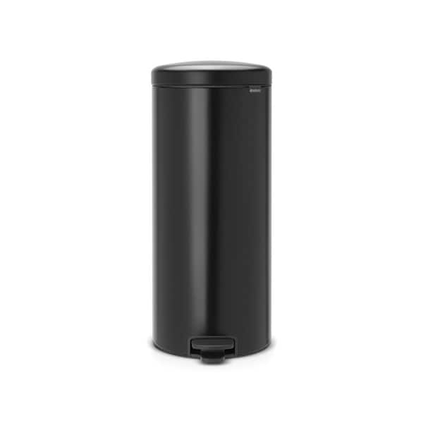 NewIcon 8 Gallon (30L) Matte Black Steel Step On Trash Can