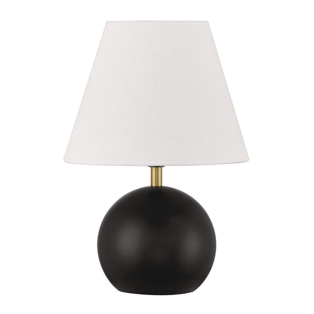 Olive 11.57 in. Flat Black/Brass Finish Contemporary Standard Bulb Jar Table Lamp for home with White Linen Shade price history on PriceWatchPro