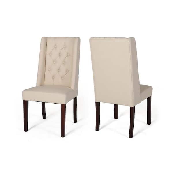 Noble House Blythe Beige Upholstered Dining Chairs (Set of 2)