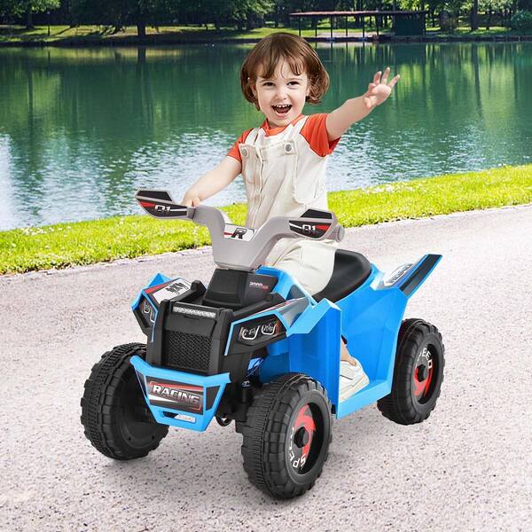 Kids Ride On ATV 4 Wheeler Quad Toy Car with Direction Control-Blue - Color: Blu