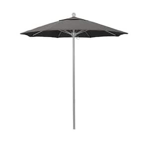 7.5 ft. Gray Woodgrain Aluminum Commercial Market Patio Umbrella Fiberglass Ribs and Push Lift in Taupe Pacifica