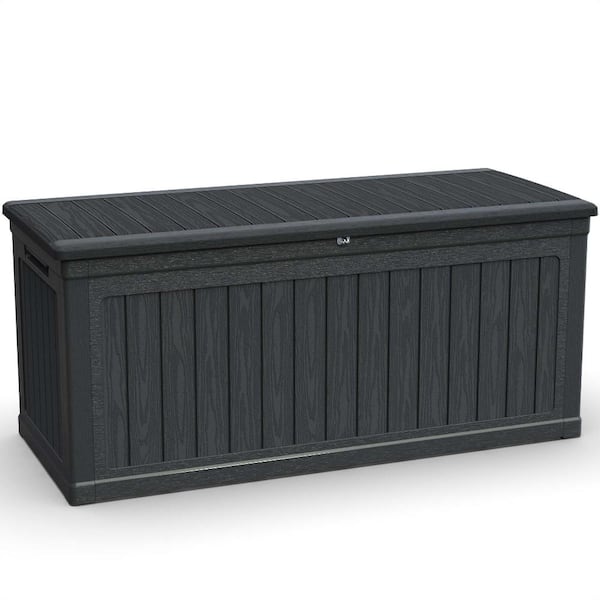 260 Gal. Black Plastic Large Outdoor Lockable Deck Box