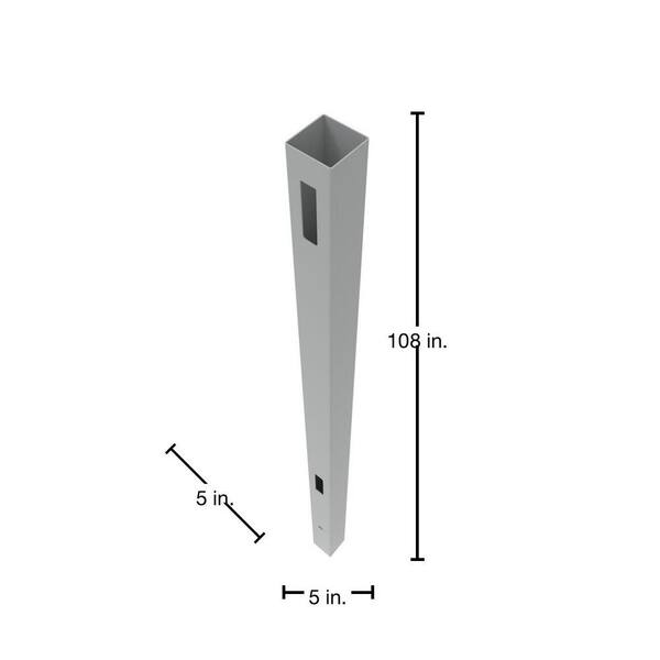 Horizontal Fence 5 in. x 5 in. x 108 in. Gray Vinyl End Post