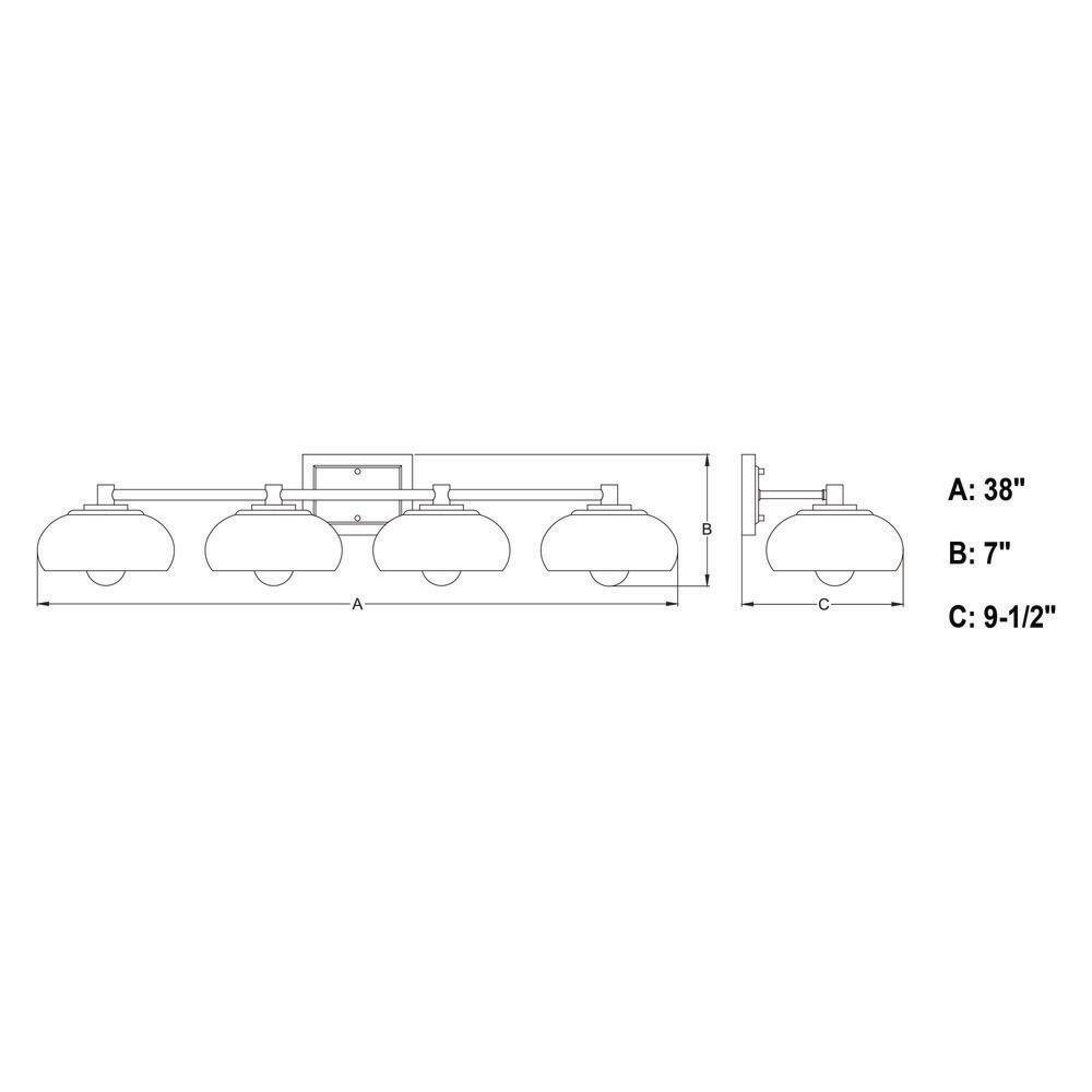 Matte Black and Satin Brass 4-Light Dimmable Vanity Fixture