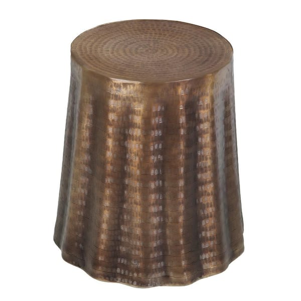 Liora 18 in. Handcrafted Bronze-Finish Aluminum Hammered Round Design Side End Table