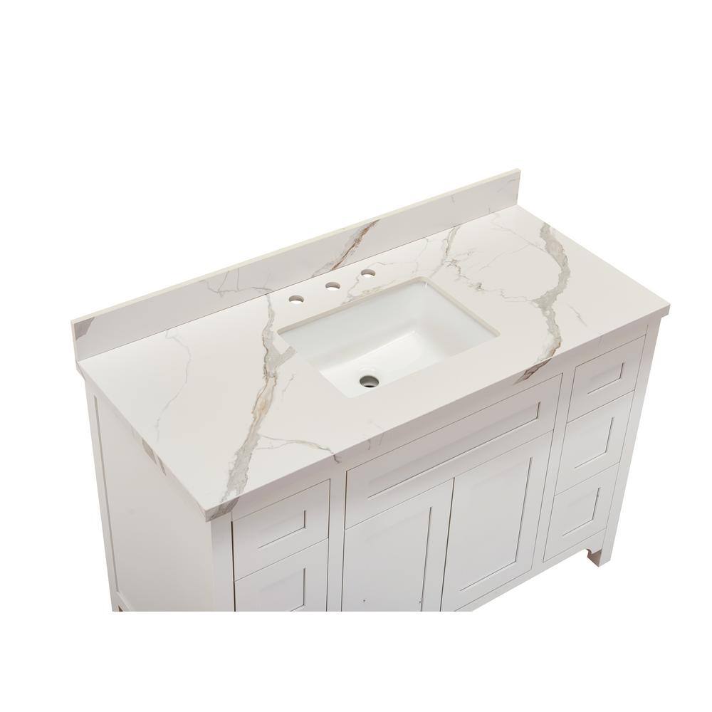 Altair 49 in. Calacatta White Stone Vanity Top with Ceramic Sink