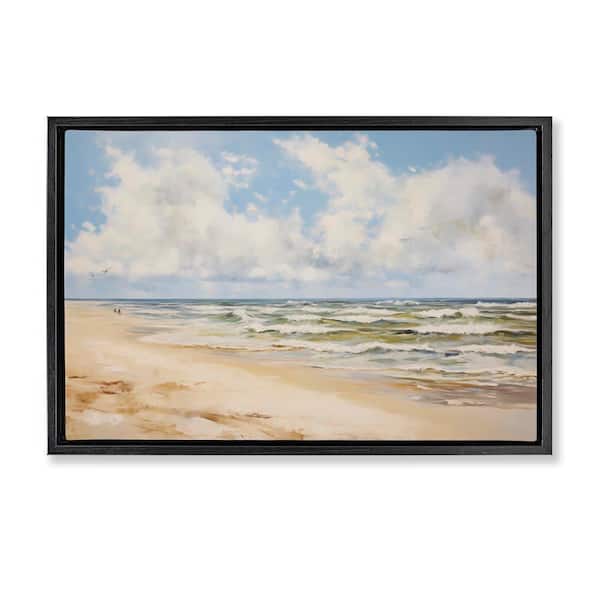 Stupell Industries Cloudy Summer Beach by LSR Design Studio Black Floater Frame Coastal Graphic Art Print 17 in. x 25 in.