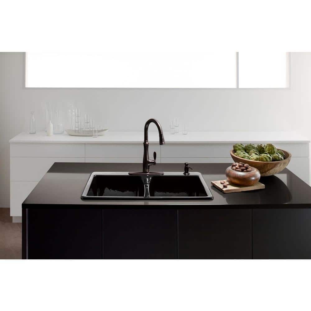 Oil-Rubbed Bronze Pull-Down Kitchen Faucet with Spray