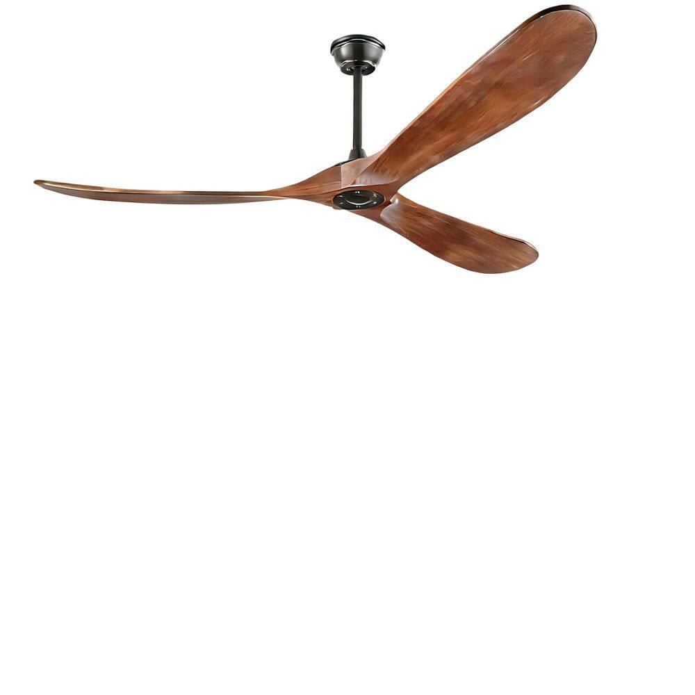 72 in. Black 3 Solid Wood Blades Downrod Standard Ceiling Fan with Wall Switch and Remote Control for Living Room price history on PriceWatchPro
