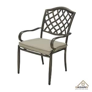Cast Aluminum 5-Piece Outdoor Patio Dining Set with Ceramic Tile Top Table and Chairs