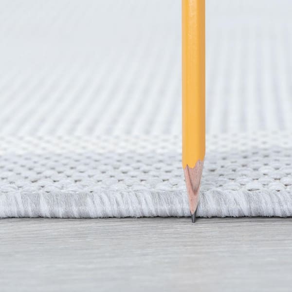 Eco Striped Border Gray 9 ft. x 12 ft. Indoor/Outdoor Area Rug