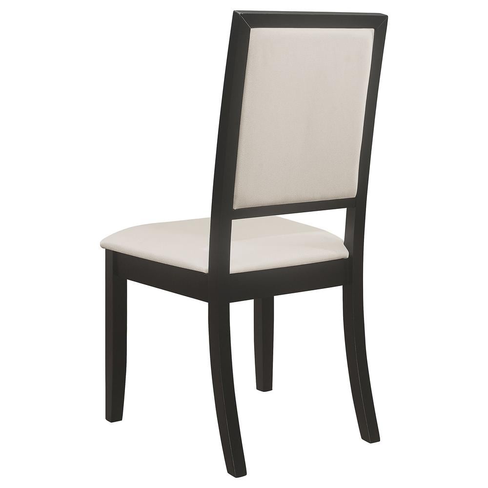 Cream Upholstered High Back Black Wood Side Chairs, Set of 2
