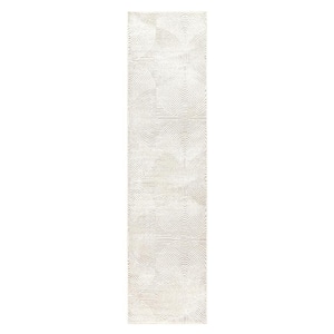 Luxe Maya Soft Arches Ivory Greige 2 ft. x 7 ft. Runner Rug
