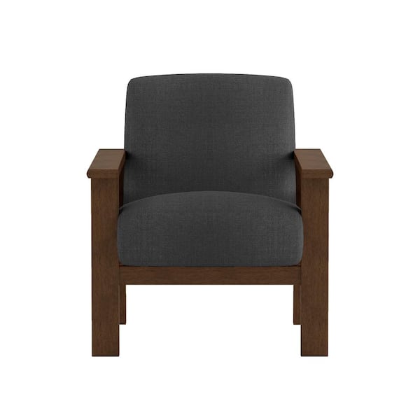 EVERGLADE HOME Amerllia Dark Gray Fabric Upholstery Solid Wood Accent Chair