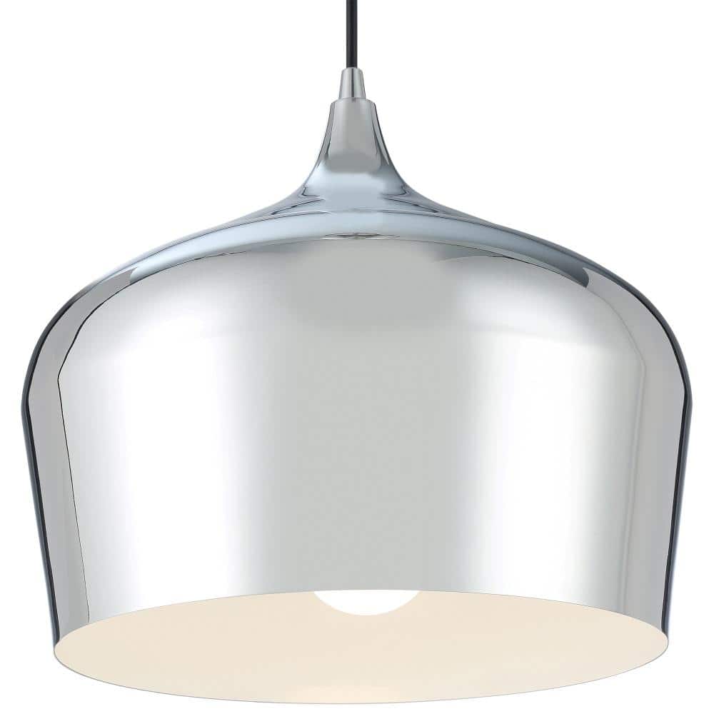 14" Chrome Glass Pendant Light with LED and Incandescent Options