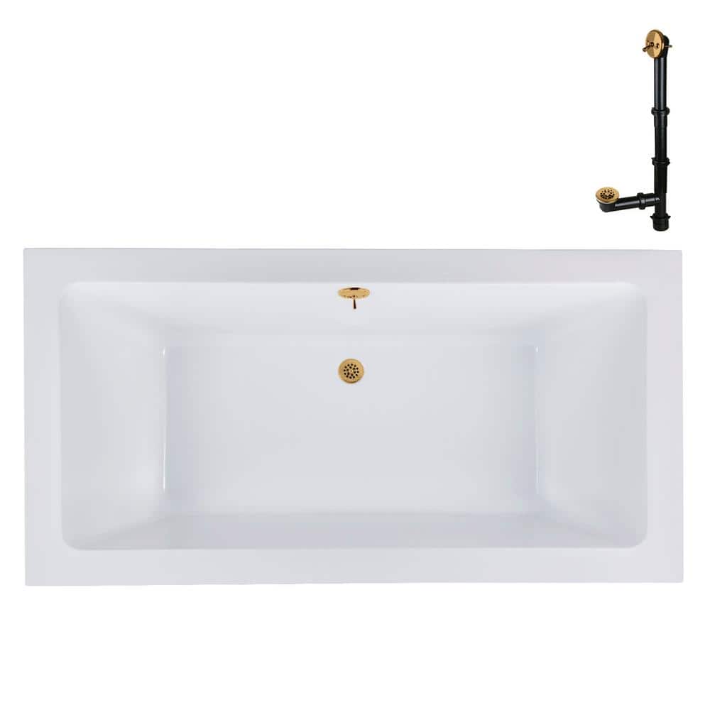 72 in. x 36 in. Rectangular Acrylic Soaking Drop-In Bathtub, with Center Drain in Brushed Gold price history on PriceWatchPro
