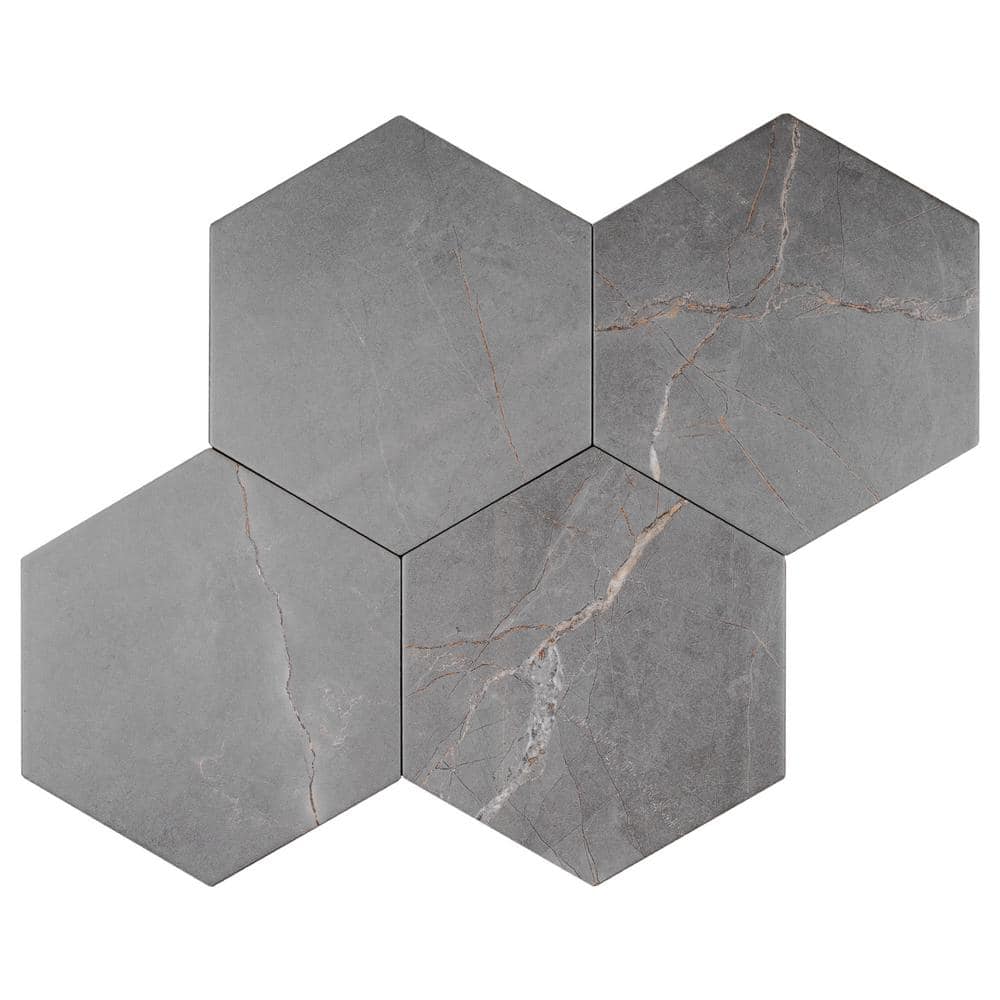Elegance Dark Gray Hexagon Matte Porcelain Wall & Floor Tile