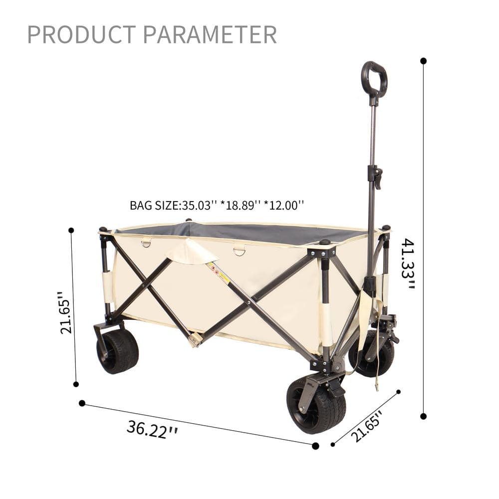 Heavy Duty White Steel Folding Utility Beach Wagon Cart