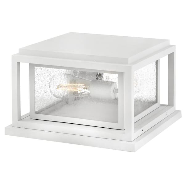 Republic 2-Light Textured White Composite Plastic Weather Resistant Pier Mount Light with No Bulbs Included