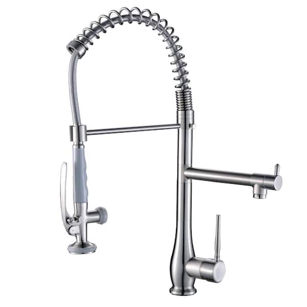 Unbranded Single Handle Pull Down Sprayer Kitchen Faucet with Pot Filler in Brushed Nickel