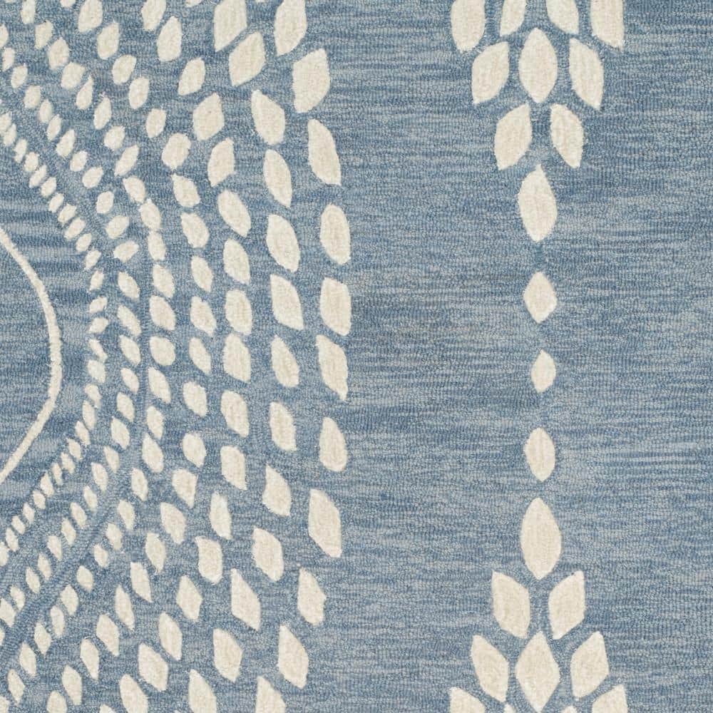 Bella Blue and Ivory Hand-Tufted Wool Area Rug 5' x 8'
