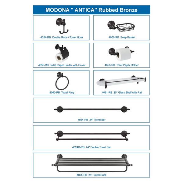 MODONA Antica 24 in. Towel Bar in Rubbed Bronze 4024-RB The Home Depot
