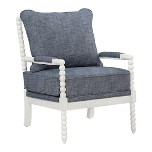 Kaylee Indigo Fabric Spindle Chair with Antique White Frame
