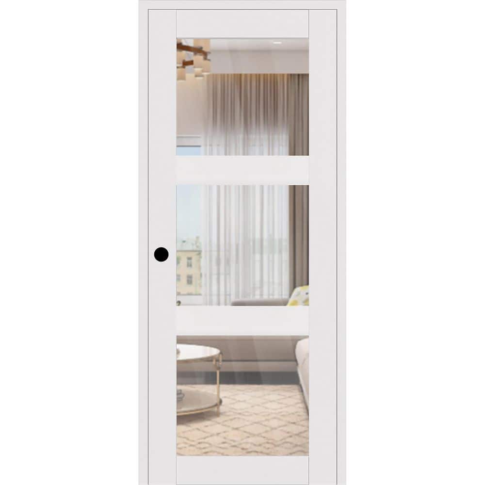 Smart Pro 3Lite DIY-Friendly 18 in. x 84 in. Clear Glass Right-Handed Polar White Composite Single Prehung Interior Door price history on PriceWatchPro