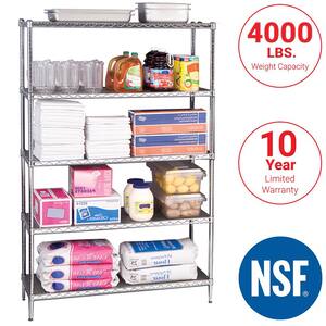 UltraDurable Chrome 5-Tier Rolling Stainless Steel Wire Garage Storage Shelving Unit (48 in. W x 75 in. H x 18 in. D)