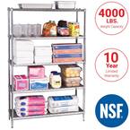 UltraDurable 5-Tier NSF-Certified Wire Steel Freestanding Shelves in Silver (48 in. W x 75 in. H x 18 in. D)