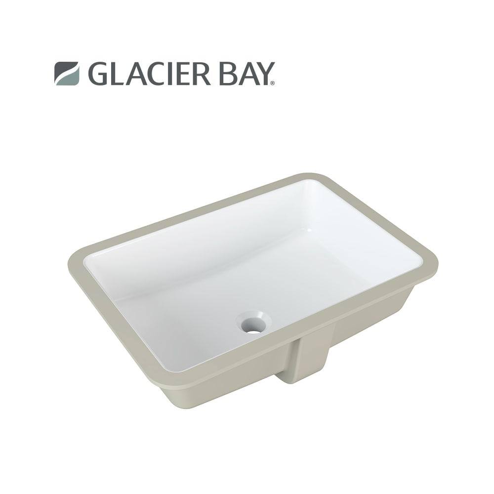 Glacier Bay 21.6 in. Ceramic Rectangular Undermount Bathroom Sink in White with Overflow Drain