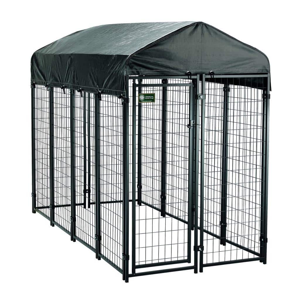 American Kennel Club 4 ft. x 8 ft. x 6 ft. Uptown Premium Steel Boxed  Outdoor Dog Kennel Kit 308606AKC - The Home Depot
