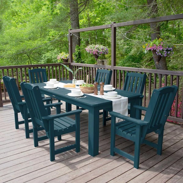 Lehigh Nantucket Blue 7-Piece Recycled Plastic Rectangular Outdoor Dining Set