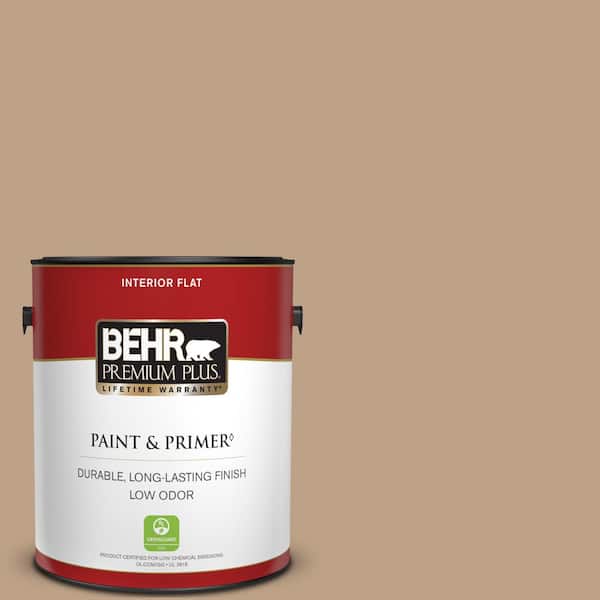 BEHR PREMIUM PLUS 1 gal. #PPU4-05 Basketry Flat Low Odor Interior Paint & Primer