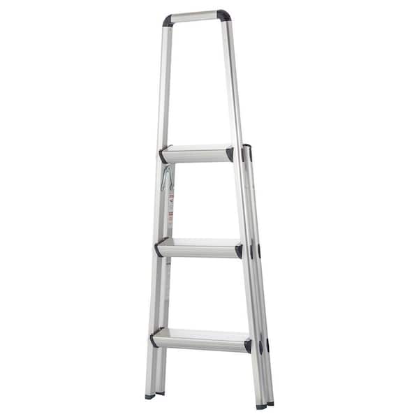 Ultra 3-Step Light Weight Aluminum Stool Folding Step Stool with Handle ANSIType II 225 lbs. Duty Rating