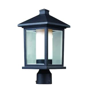 Mesa 1-Light Black 16 in. Aluminum Hardwired Outdoor Weather Resistant Post Light Round Fitter with No Bulb Included