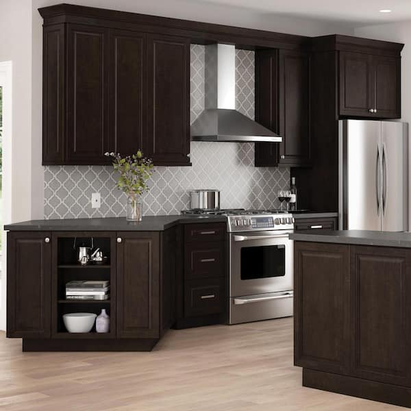 Hampton Bay Designer Series Gretna Assembled 24x30x12 In Wall Kitchen Cabinet Espresso W2430 Gres The Home Depot In Wall Kitchen Cabinet Espresso, Espresso Kitchen Cabinets Wall Color