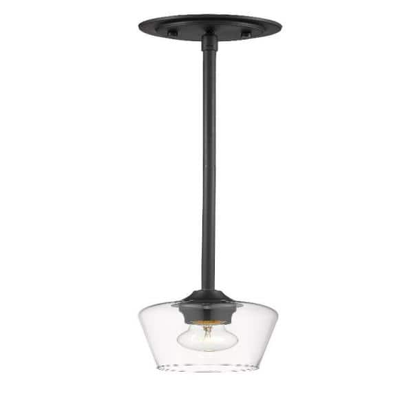 Elegant Mid Century Modern Mini-Pendant in Matte Black with Glass Shade