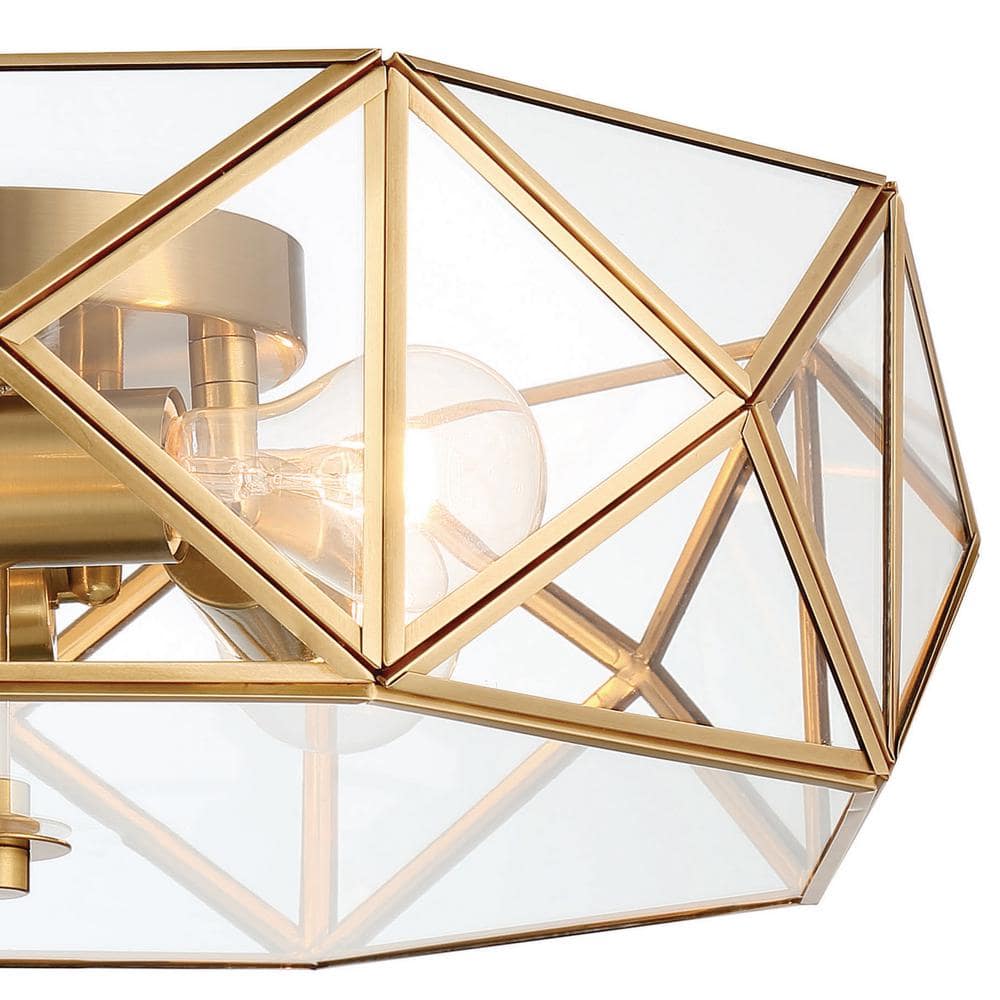 Brass Dust Geometric LED Vanity Flush Mount Light 16.93"