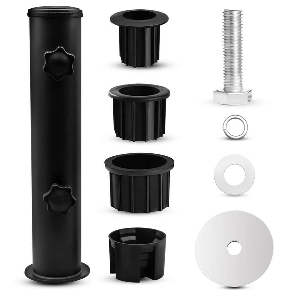 Heavy-Duty Metal Umbrella Pole Mount Universal Outdoor Deck Holder Replacement Tube Bracket with 3 Sleeves Black price history on PriceWatchPro
