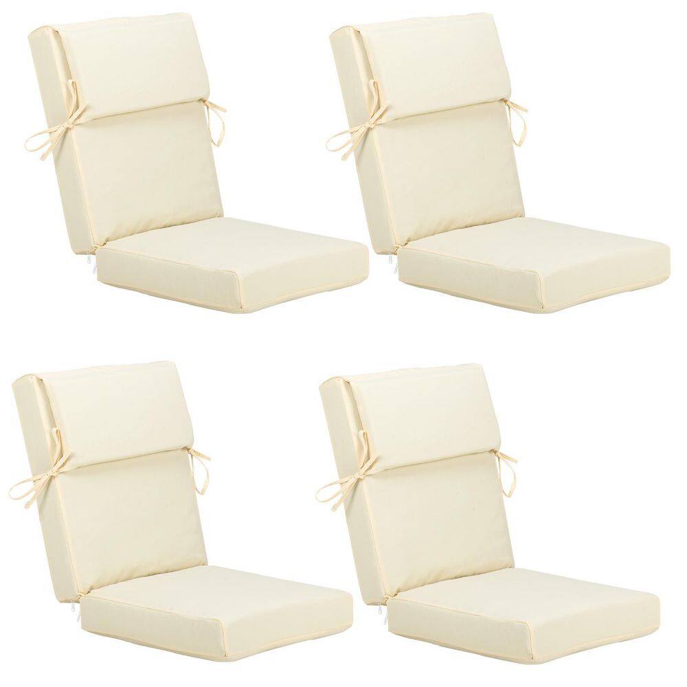 20.5 in. x 20.5 in. Outdoor High Back Chair Cushion with Adjustable Buckles and Ties in Beige (4-Pack) price history on PriceWatchPro