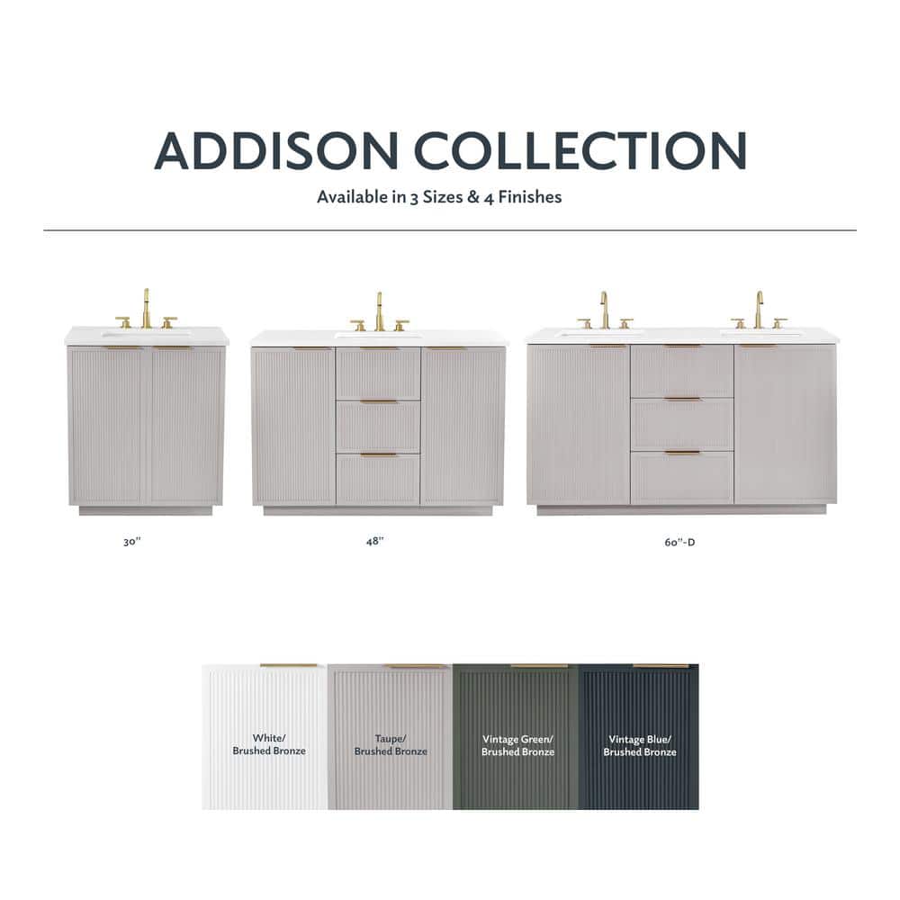 Addison 60" Vintage Green Double Sink Vanity with Ariston White Top