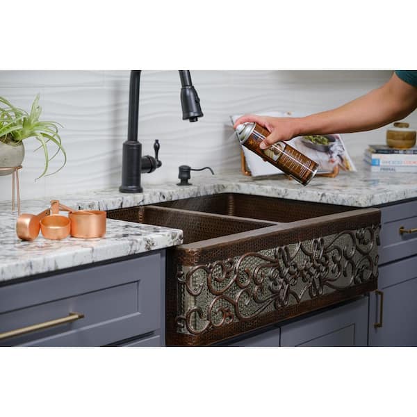 33 Jarzer Hammered Copper Single-Bowl Farmhouse Sink with Towel Bar