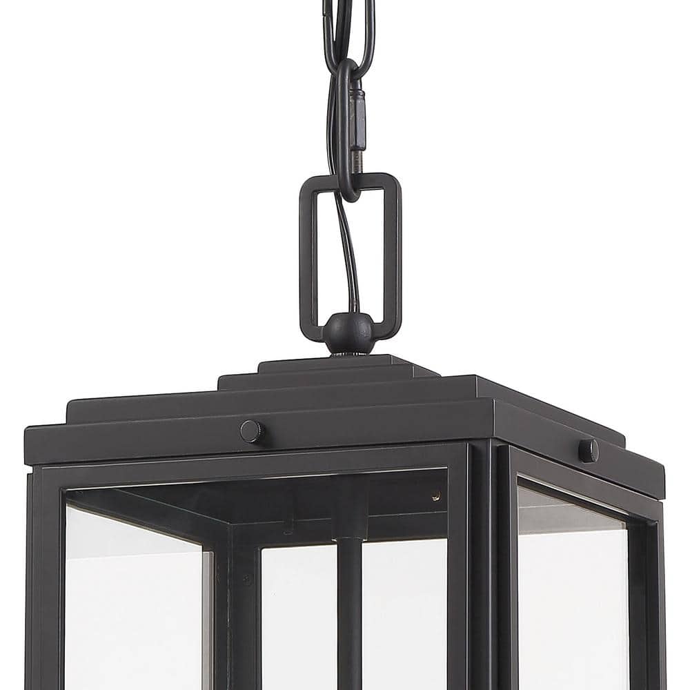 Matte Black Glass 3-Light Outdoor Pendant