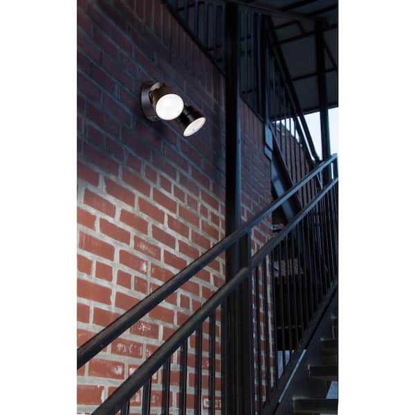 Lutec 2-Light Black Outdoor Integrated LED Wall Mount Flood Light 